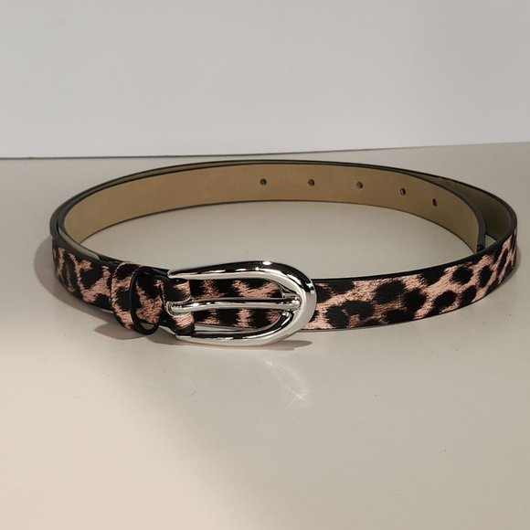 Steve Madden Thin Cheetah Print Black/Pink Belt - NWT - Picture 1 of 3